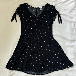 A-line Black Floral Dress